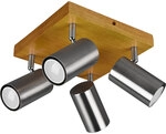 Trio Lighting - Trio Leuchten 4er Spot Marley Gu10, Nickel Matt, Holzfarbig