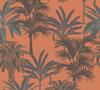 Palmen Tapete orange grau Wohnzimmer und Schlafzimmer Vliestapete tropisch in