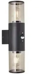 Sergioro Au&szlig;enwandleuchte 2flg Bewegungsmelder Schwarz Matt 2x A60, E27, 20w,