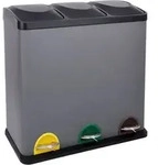 Svita - Tc3x20 M&uuml;lleimer Grau 60l 3x20 Liter Treteimer M&uuml;lltrennung Abfalleimer