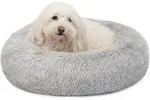 Lionto - Hundebett Rund Hundekissen Hundesofa Donut 50cm Durchmesser, Hellgrau
