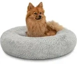 Lionto - Hundebett Rund Hundekissen Hundesofa Donut 60cm Durchmesser, Hellgrau