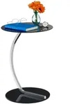Relaxdays - Beistelltisch, Rund, F&uuml;r Wohnzimmer, Modernes Design, Glas & Stahl, H X