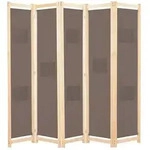 Vidaxl 5-panel Room Divider Brown 200x170x4 Cm Fabric