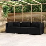 3-sitzer-sofa Mit Kissen Schwarz Poly Rattan - Vidaxl