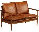 2-sitzer-sofa Echtleder Akazienholz Braun Vidaxl