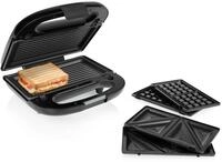 Tristar - Sandwichmaker 3in1 Wechselplatten, Toasties, Paninis & Waffeln, 750watt