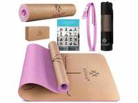 Yogamatte Kork Inkl. Tragegurt Tasche & Yoga-Block Gymnastikmatte Yoga Matte