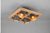 Deckenstrahler bell 4 flammig Silber antik & Gold mit Holz im Industrial Style