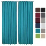 Beautissu - 2er Set Kr&auml;uselband Vorhang Amelie Luna Thermo 140x245cm T&uuml;rkis