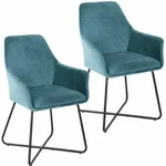 Josie Dining 2er Set Esszimmerstuhl Sessel Polsterstuhl Stoff Petrol - Svita