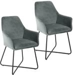 Josie Dining 2er Set Esszimmerstuhl Sessel Polsterstuhl Samt Grau - Svita