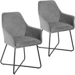 Josie Dining 2er Set Esszimmerstuhl Sessel Polsterstuhl Stoff Hellgrau - Svita