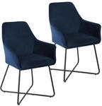Josie Dining 2er Set Esszimmerstuhl Sessel Polsterstuhl Stoff Dunkelblau - Svita