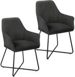 Svita Josie Dining 2er Set Esszimmerstuhl Sessel Polsterstuhl Stoff Dunkelgrau