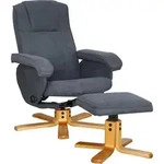 Charles Relaxsessel Hocker Sessel Fernsehsessel Drehsessel Polyester Holz Dunkelgrau