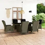 7-tlg. Garten-essgruppe Mit Auflagen Poly Rattan Braun Vidaxl