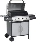Longziming - Gasgrill 4+1 Flammen Schwarz Und Silbern Stahl & Edelstahl Vidaxl