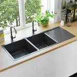 Handgefertigte K&uuml;chensp&uuml;le Schwarz Edelstahl - Vidaxl