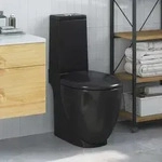 Vidaxl - Wc Keramik-toilette Badezimmer Rund Senkrechter Abgang Schwarz