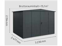 Metall-Gerätehaus Trend mit Satteldach Typ 3, 324 x 248 cm anthrazitgrau 7,2 m²