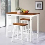 Vidaxl Bartisch- Und Hocker-set 3-tlg. Massivholz