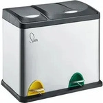 Tc2 Combo26 Papierkorb M&uuml;lleimer M&uuml;lltrennung Edelstahl 8l+18l Silber - Svita