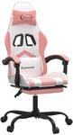 Vidaxl Swivel Gaming Chair With Footrest White&pink Faux Leather