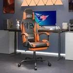 Gaming-stuhl Mit Fu&szlig;st&uuml;tze Drehbar Schwarz & Orange Kunstleder Vidaxl