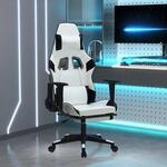 Gaming-stuhl Mit Massage & Fu&szlig;st&uuml;tze Wei&szlig; & Schwarz Kunstleder Vidaxl