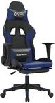 Vidaxl Massage Gaming Chair With Footrest Black&blue Faux Leather