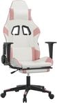 Gaming-stuhl Mit Massage & Fu&szlig;st&uuml;tze Wei&szlig; & Rosa Kunstleder Vidaxl