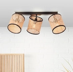 Brilliant - Lampe, Wiley Spotbalken 3flg Holz Hell/schwarz, 3x D45, E14, 60w, K&ouml;pfe