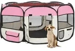 Faltbarer Welpenlaufstall Mit Tragetasche Rosa 145x145x61 Cm Vidaxl