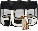 Faltbarer Welpenlaufstall Mit Tragetasche Schwarz 110x110x58 Cm Vidaxl