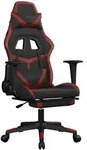 Gaming-stuhl Mit Massage & Fu&szlig;st&uuml;tze Schwarz Weinrot Kunstleder Vidaxl