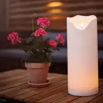 Gro&szlig;e Outdoor-kerze ,flamme Grand', Batterie & Timer, Naturwei&szlig;, 40cm