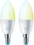 2er Pack Led-gl&uuml;hbirnen Smart E14 4.9w 470 Lm C37 Wifi + Bluetooth Dimmbar Cct Wiz 
