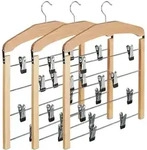 6 X Rockb&uuml;gel Mehrfach, Hosenb&uuml;gel Holz, 360&deg; Drehbarer Haken, Kleiderb&uuml;gel