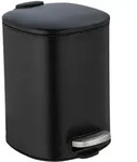 Treteimer Alassio, Schwarz 5 L, Easy-close Absenkautomtik, Schwarz, Stahl Schwarz,