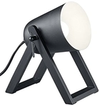 Defibrico - Kleine Tischleuchte Marc Naturholz Metallschirm Schwarz, H&ouml;he 21cm