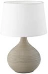 Trio Lighting - Tischleuchte Martin Keramik Cappucino Mit Stoffschirm Wei&szlig;, H&ouml;he