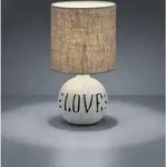 Tischleuchte Esna Keramik-sockel Schriftzug Love Stoffschirm Braun, H&ouml;he 31cm