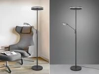 Gro&szlig;er Led Deckenfluter Franklin Mit Lesearm, H&ouml;he 181cm, Anthrazit