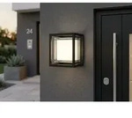 Led Au&szlig;enwandleuchte Eckig Cubic Aluminium Schwarz, 17x15cm