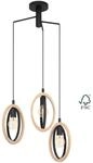 3er Pendelleuchte Basildon Schwarz-braun &Oslash; 61,5 Cm E27, Max. 60 W Pendelleuchte -