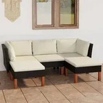 5-tlg. Garten-lounge-set Mit Kissen Poly Rattan Schwarz - Vidaxl