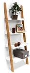 Relaxdays - Leiterregal Bamboo, 4 Ablagen, Bambus, Wohnzimmer & Arbeitszimmer, Regal,