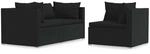 3-tlg. Garten-lounge-set Mit Kissen Schwarz Poly Rattan - Vidaxl