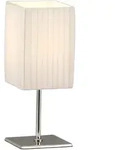 Tischleuchte Bailey Silber Chrom Mit Plissee Stoffschirm Wei&szlig;, H&ouml;he 26cm